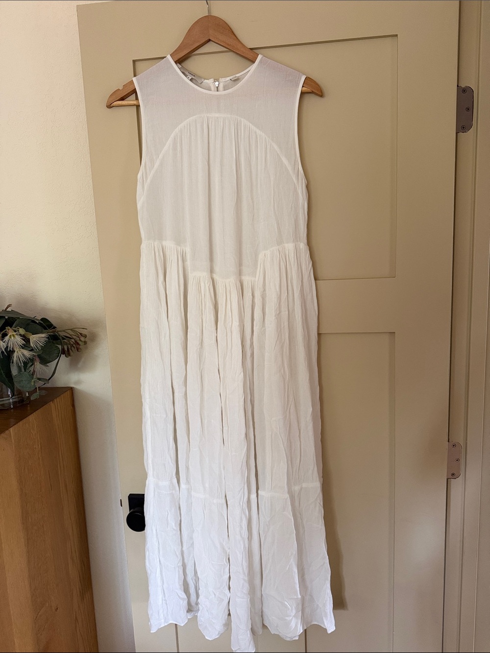 Vince M Sleeveless White Maxi Dress - Lightweight Tiered Summer Dress